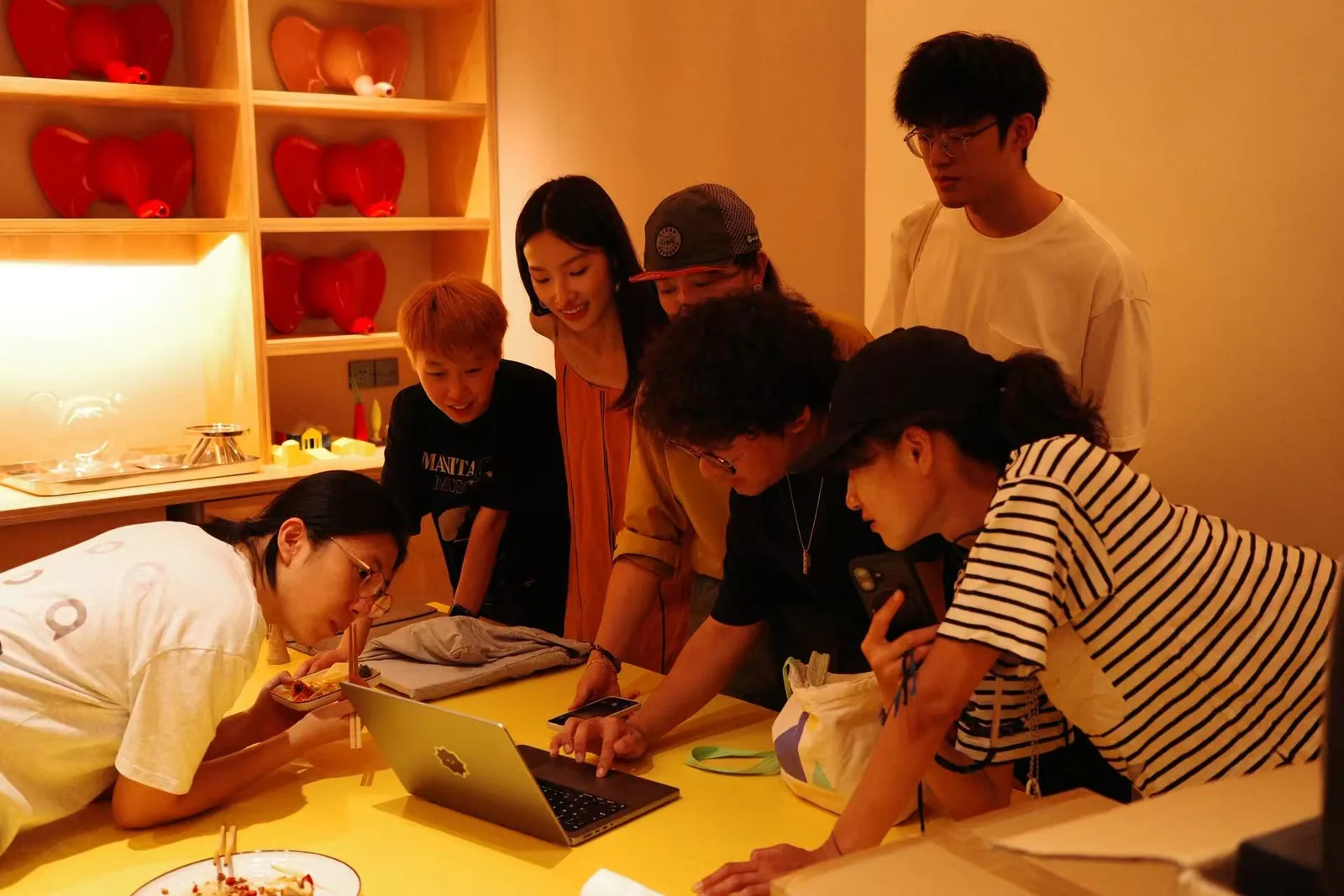 Around the laptop, watching the letters become a typeface