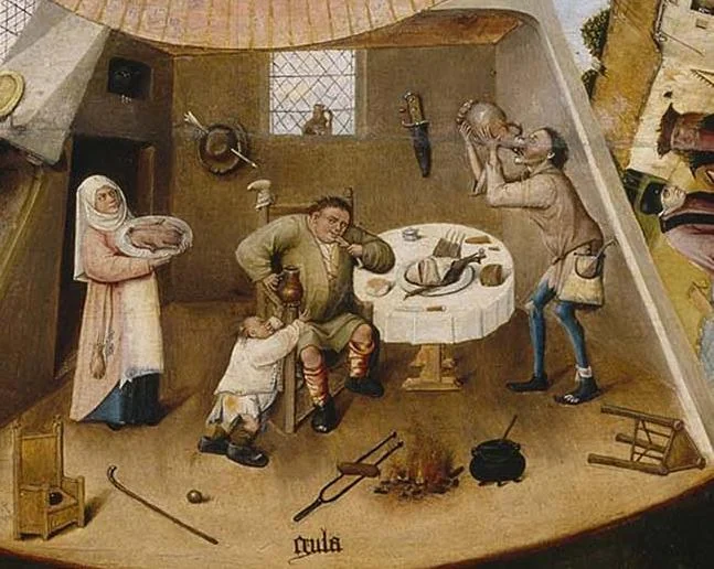 Gluttony, from the same table, the panel marked Gula